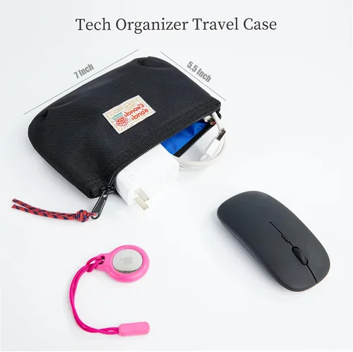 Vista 4 de Rough Enough - Bolsa de almacenamiento tecnológico pequeña EDC Organizador de cables de viaje Holds Chargers, Cords, Hard Drives, Earbuds, 1680D