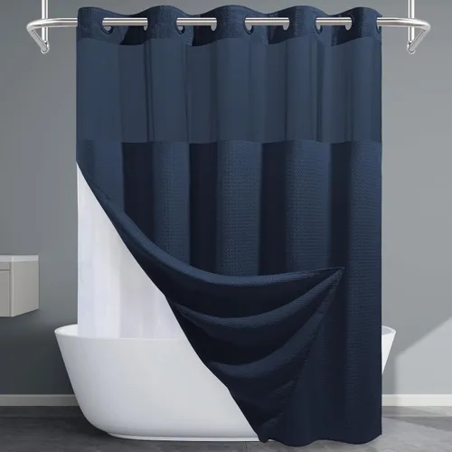 Vista 12 de EUTXL Cortina de ducha beige sin gancho con forro a presión, 230 GSM, cortinas de ducha para baño, 71 pulgadas de ancho x 74 pulgadas de alto