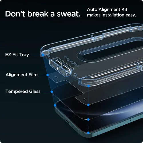 Vista 2 de Spigen GlasTR EZ FIT - Protector de pantalla de vidrio templado para iPhone 12 Pro Max, paquete de 2