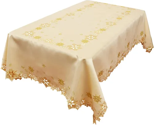 Vista 15 de Juego de 4 servilletas bordadas con copos de nieve para Navidad e invierno (doradas, servilletas de 12 x 12 pulgadas)