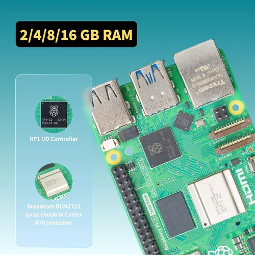 Vista 2 de iRasptek Kit de inicio para Raspberry Pi 5 RAM 4GB-64GB Edición de OS-Bookworm precargado (caja roja y blanca)