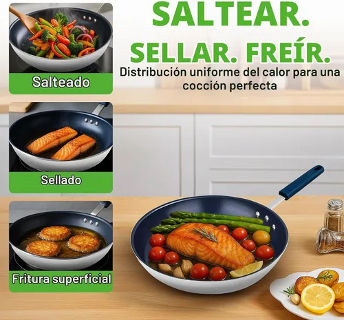 Vista 2 de NutriChef Sartén pequeña antiadherente de 8 pulgadas, sartén de cerámica con mango de silicona, revestimiento de cerámica, resistente a las manchas