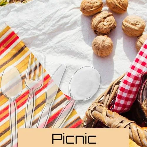 Vista 5 de Settings - Cucharas de té desechables de plástico transparente, 50 cucharas de fiesta por paquete