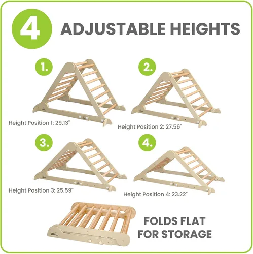 Vista 3 de Little Partners Learn 'N Climb Triángulo de escalada de madera plegable, gimnasio de escalada de madera para niños pequeños, escalador triangular