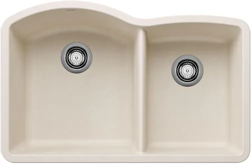 Vista 4 de BLANCO, Anthracite 440179 DIAMOND SILGRANIT 60/40 - Fregadero de cocina con doble cuenco con división baja, 32 x 21 pulgadas