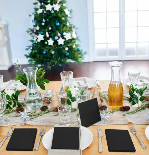Vista 5 de Servilletas de cóctel negras de 2 capas, servilletas de bebidas, servilletas de postre, servilletas de papel desechables para bodas, fiestas