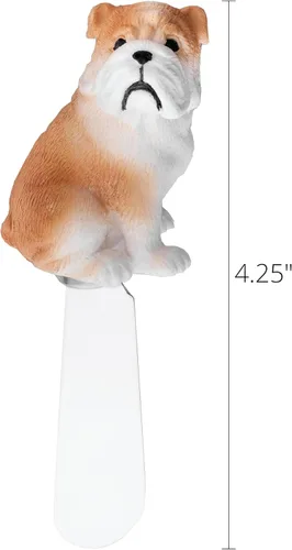 Vista 2 de Supreme Housewares Bulldog - Esparcidores de queso, mangos de resina pintados a mano con cuchillas de acero inoxidable para untar queso crema