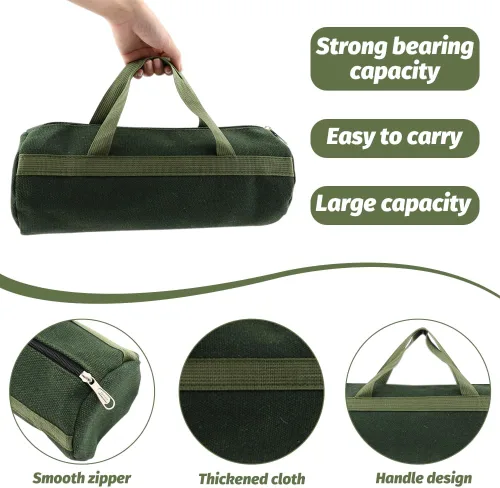 Vista 4 de Bolsa de herramientas, organizador de herramientas portátil de lona multiusos, bolso de mano de almacenamiento resistente con fondo robusto, bolsas