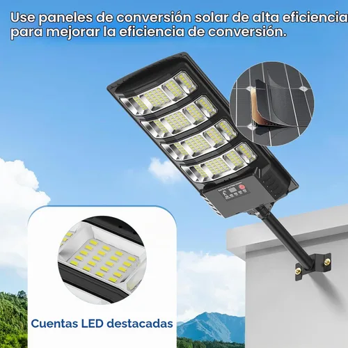 Vista 9 de Luces Solares de Calle para Exteriores Impermeables, 52000LM Luz de Inundación con Ángulo de 320°, Luz de Estacionamiento Solar LED 5730 con Sensor