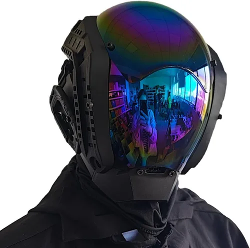 Vista 4 de Máscara punk cosplay para hombres, equipo mecánico de ciencia ficción, cosplay, máscara de Halloween, accesorios para fiestas y festivales de música