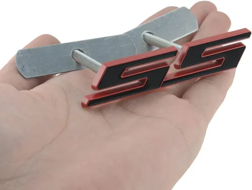 Vista 8 de 1 calcomanía de metal 3D para rejilla delantera, emblema SS para automóvil (negro y rojo)