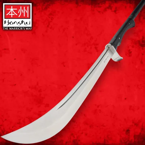 Vista 4 de Honshu Naginata - Espada y funda de arma de asta japonesa Samurai & Foot Soldier - Arma de autodefensa Hoja de 18 pulgadas unida a eje largo