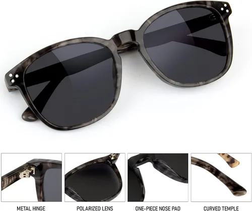 Vista 4 de Gafas de sol polarizadas para mujer con protección UV para mujer, a la moda, grandes sombras con marco de acetato BC2110