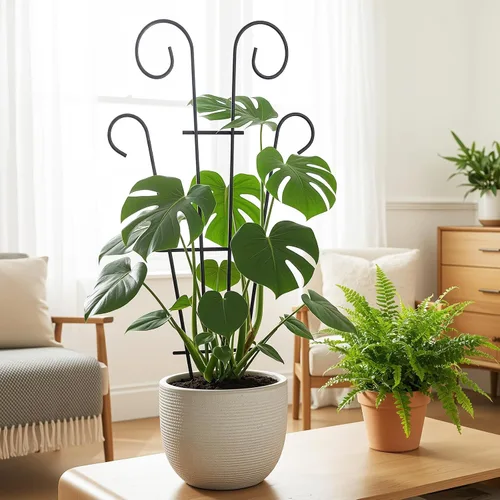 Vista 5 de Thealyn Paquete de 4 enrejados de plantas de 23 pulgadas para plantas en maceta, enrejado de jardín de metal para plantas trepadoras, soporte