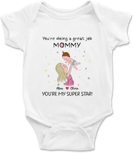 Vista 9 de Gossby Mameluco personalizado para bebé – Body personalizado para bebé niño, niña con diseño, nombre – Regalo para recién nacido, nueva mamá – 0-24