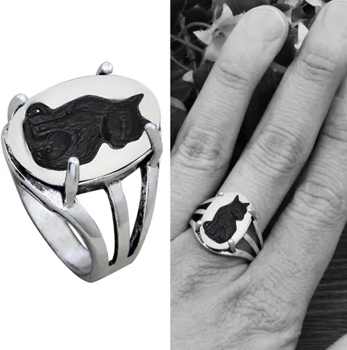 Vista 3 de Vintage Look 10pcs Lot Cat Cameo Anillos para las Mujeres Antiguo Plata Real Plateado Diseño Tamaño Mezclado Personalizado Joyería de Moda, Metal