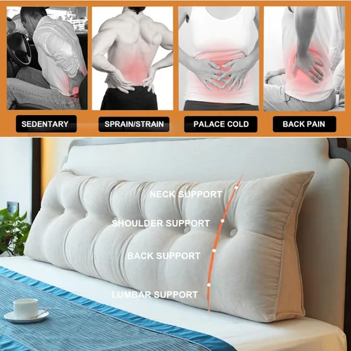 Vista 2 de Cojín de respaldo de lectura para cabecero, sofá cama, cabecera tapizada, almohada de cuña grande con soporte de espalda, almohada lumbar