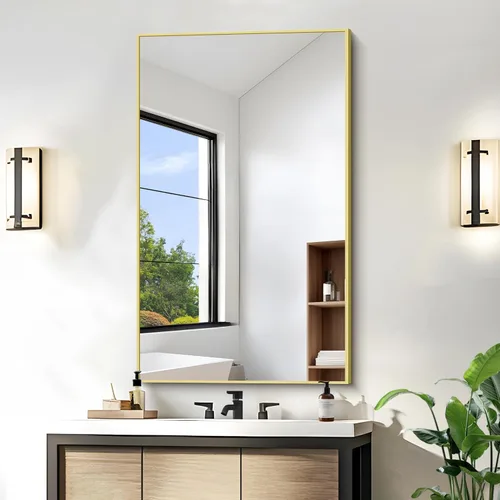 Vista 26 de KOCUUY Espejo de baño negro, espejo rectangular de 24 x 18 pulgadas para sobre el fregadero, espejo de pared decorativo moderno para dormitorio