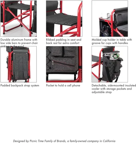 Vista 12 de PICNIC TIME NFL NFL Fusion - Silla de campamento unisex para adultos, con mesa auxiliar y enfriador suave, silla de playa para adultos, silla