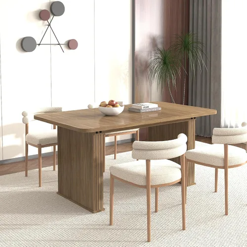 Vista 6 de Mesa de comedor extensible de 62.99 a 78.7 pulgadas para 6, 8 y 10, moderna mesa expandible de cocina de madera de granja, mesas de conferencias