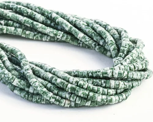 Vista 5 de Abalorios Espaciadores de Jade Natural Africano 4x2mm 38cm/str Redondos Planos Semipreciosos para Hacer Pulseras y Collares Jade africano
