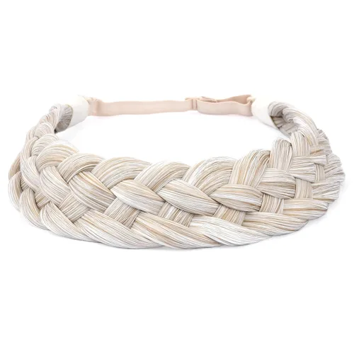 Vista 16 de Diadema clásica de cabello sintético trenzado de 5 hebras, trenzas gruesas y anchas, extensión de cabello con elástico para mujeres y niñas