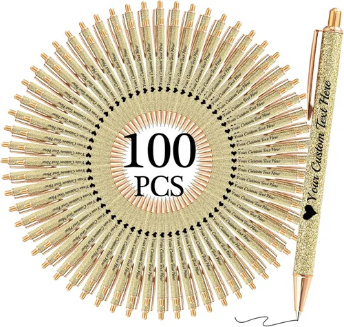 Vista 53 de Bolígrafos con purpurina personalizados con nombre, bolígrafos bonitos y bonitos personalizados, bolígrafos retráctiles de tinta negra, suministros