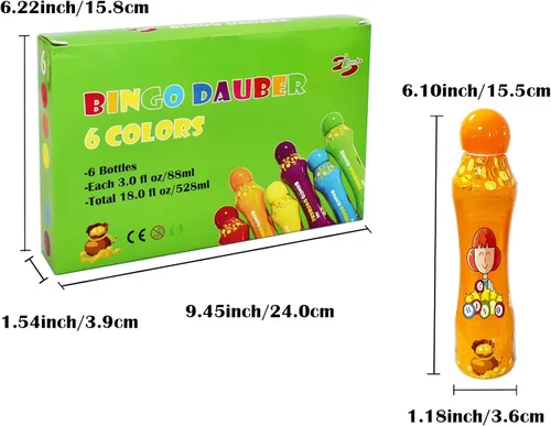 Vista 4 de Yuanhe Bingo Daubers - Marcadores de puntos – 3 oz Paint Dotter Bingo Dabbers/Dobbers, juego de 6