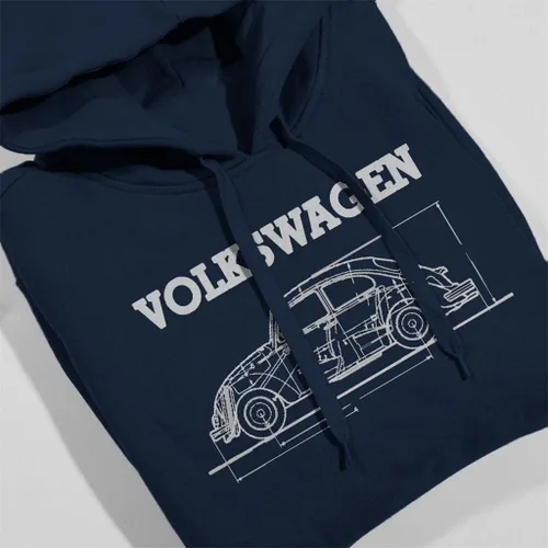 Vista 3 de Volkswagen Sudadera con capucha para hombre Esquema Técnico Esquema Esquema Blanco Escarabajo