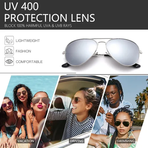 Vista 3 de Pro Acme Gafas de sol clásicas polarizadas para mujeres y hombres marco de metal moderno con lente de espejo de protección UV400 se ve genial Marco