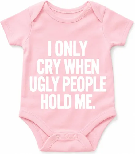 Vista 10 de AW Fashions - Pañalero "I Only Cry When Ugly People Hold Me" gracioso y lindo para bebé niña o niño Negro