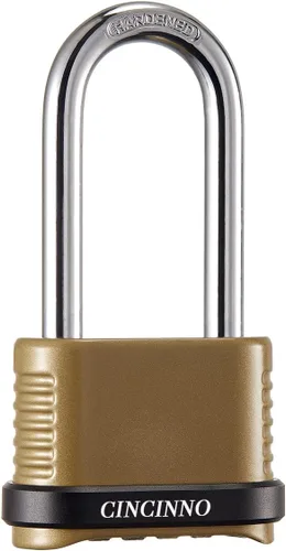Vista 6 de CINCINNO Cerradura de combinación resistente, cerradura combinada de 4 dígitos con grillete largo, candado de combinación resistente a la intemperie
