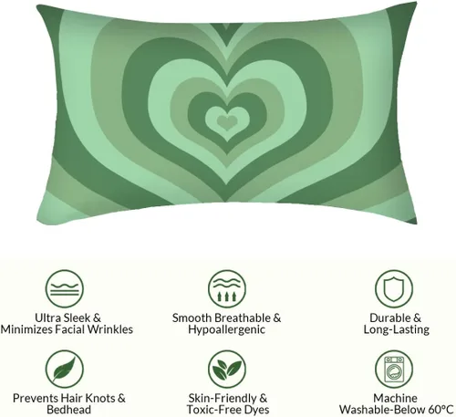 Vista 3 de Juego de 2 fundas de almohada de 12 x 20 pulgadas, centro de túnel de corazón morado, diseño de remolino de amor, suave, transpirable, suave