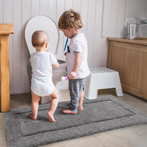 Vista 3 de Deconovo Alfombra de baño antideslizante, ultrasuave, de secado rápido, súper absorbente, lavable a máquina, alfombra de felpa prémium para baño