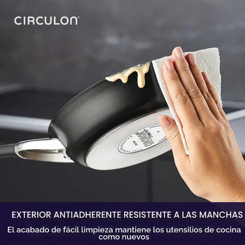 Vista 6 de Circulon Symmetry - Sartén antiadherente con anodizado duro de 8.5 pulgadas, negro