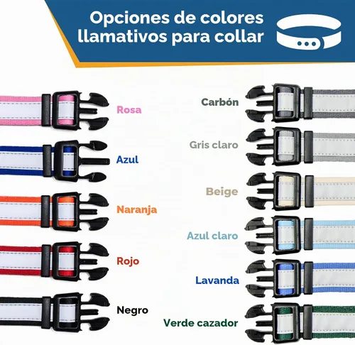 Vista 4 de GoTags Collar de perro personalizado reflectante, collar de seguridad Beige