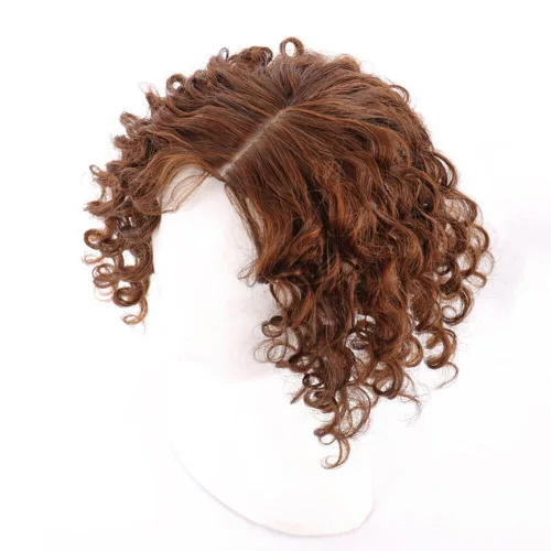 Vista 4 de Parte media suelta rizada ondulada postizo de cabeza de repuesto para la cabeza de la cabeza natural Snythetic, base para la pérdida de cabello