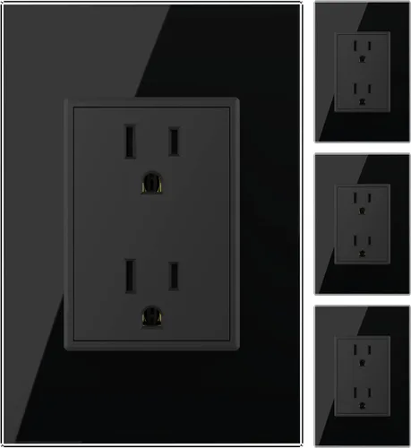 Vista 8 de LIVOLO Enchufes eléctricos verticales estándar de Estados Unidos con panel de vidrio templado (15A), CA 110 ~ 220 V, no salida GFCI