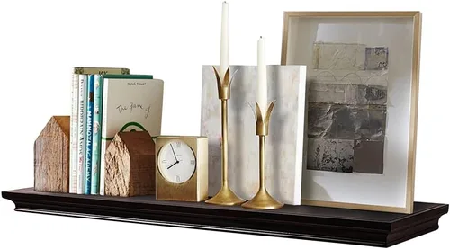 Vista 8 de AHDECOR - Estantes de pared flotantes tradicional de longitud múltiple., Marrón espresso, 12 pulgadas
