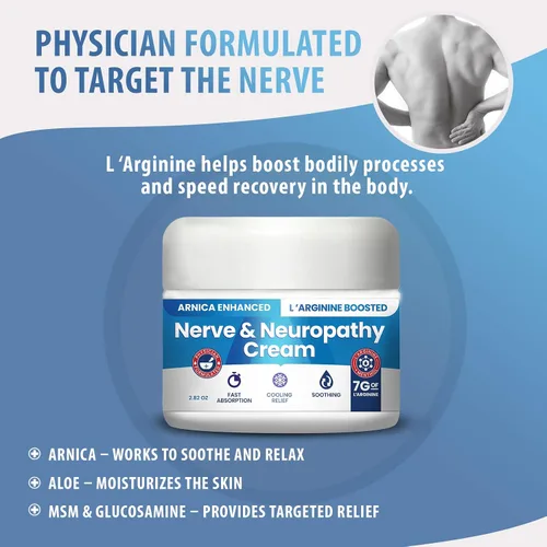 Vista 4 de Crema neuropatía árnica mejorada y fórmula potenciada por L'Arginine – Alivio máximo de fuerza para pies, manos, piernas, dedos de los pies incluye