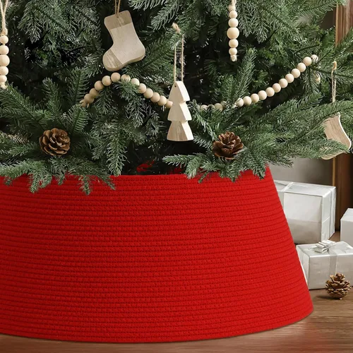 Vista 11 de Collar de árbol de Navidad, falda grande para árboles artificiales de 6 a 9 Negro