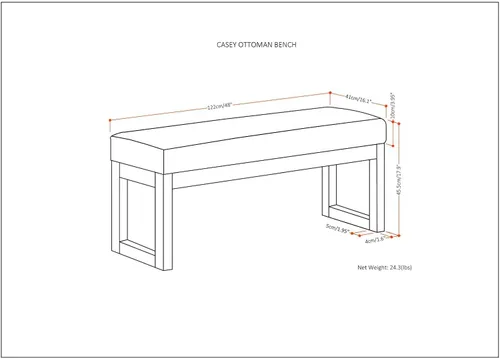 Vista 2 de SIMPLIHOME Cosmopolitan - Otomana de cuero vegano de 44 pulgadas de ancho