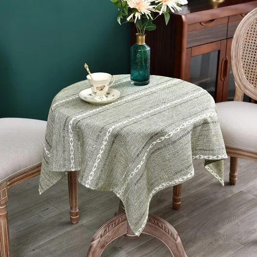 Vista 39 de NEWISHER Mantel cuadrado pequeño bordado rústico de 20 x 20 pulgadas, mantel de tela jacquard a rayas lavable para mesa de comedor para mesita