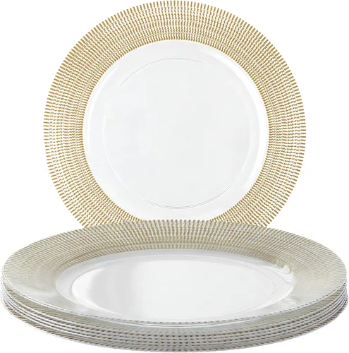 Vista 8 de Bajoplatos de plástico con borde dorado texturizado en cuerda - 13" (Paquete de 4) - Elegantes y duraderos para entretener, cenar y decorar