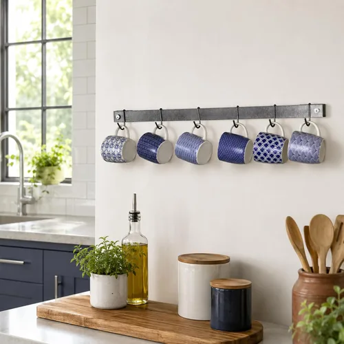 Vista 3 de Enclume Premier - Estante para ollas de pared para utensilios de 30 pulgadas, acero martillado