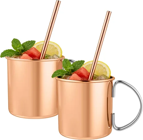 Vista 16 de TJ Moscow Mule - Juego de 2 tazas de mula, taza martillada negra, 17 onzas Negro