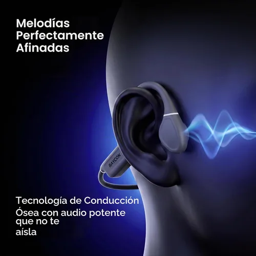 Vista 6 de Raycon Auriculares de conducción ósea, auriculares deportivos Bluetooth de oreja abierta con micrófono, auriculares resistentes al agua IP68