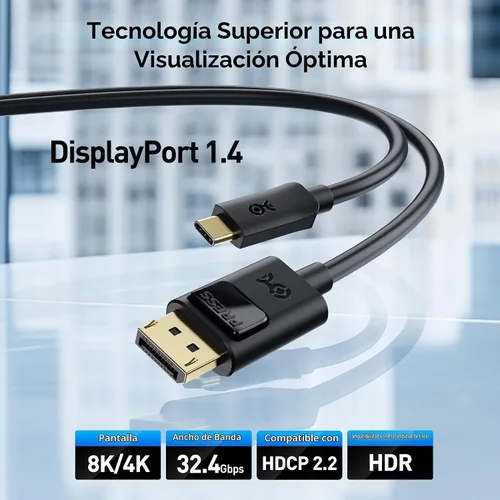 Vista 2 de Cable Matters - cable 60 Hz USB-C para DisplayPort 4K (compatible con puerto Thunderbolt 3), Negro