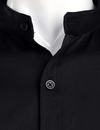 Vista 3 de ZEROYAA Mens Hipster Solid Slim Fit Long Sleeve Mandarin Collar Dress Shirts