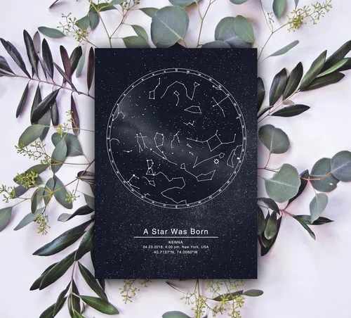 Vista 7 de Tablas de constelación de mapas estelares personalizados, póster personalizado con fecha de nombre de mapa de estrellas, regalo de cumpleaños